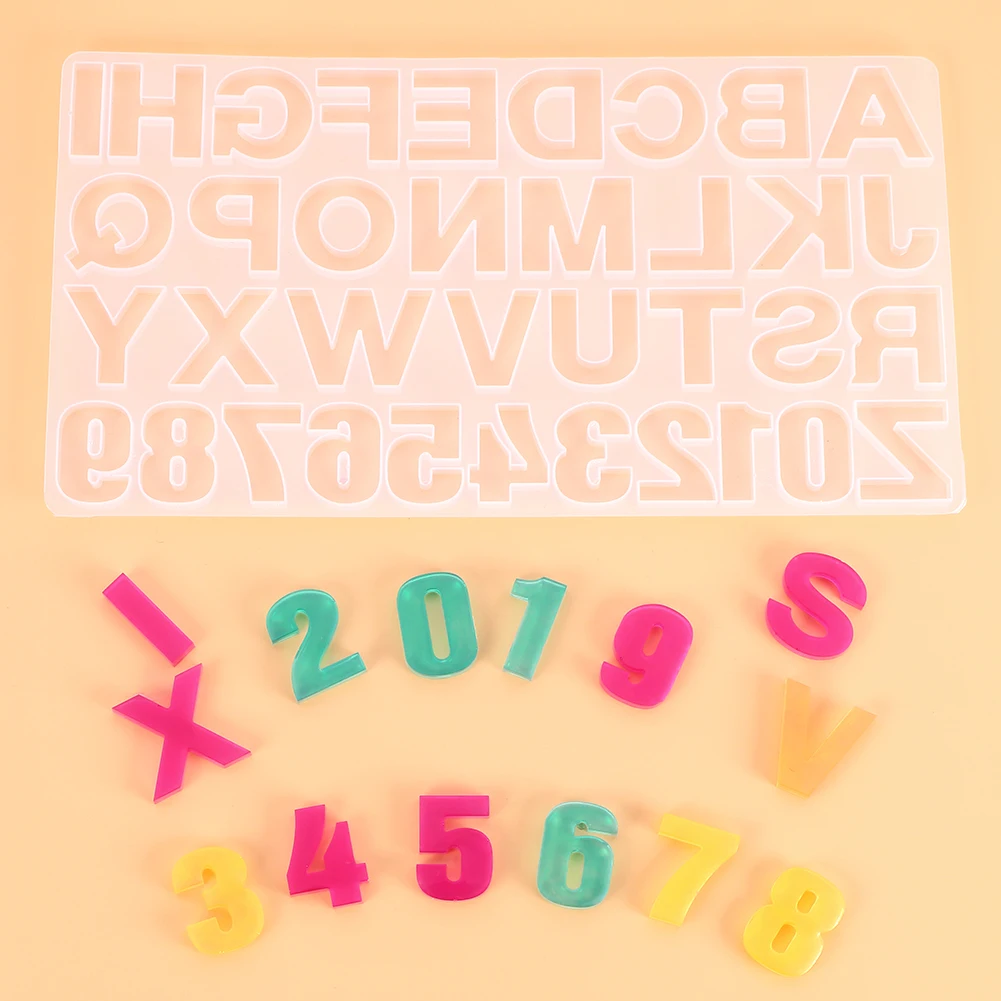 Alphabet Silicone Epoxy Resin Mold DIY Letter Number Pendant Keychain Jewelry Crafts Casting Birthday Party Decoration Mould