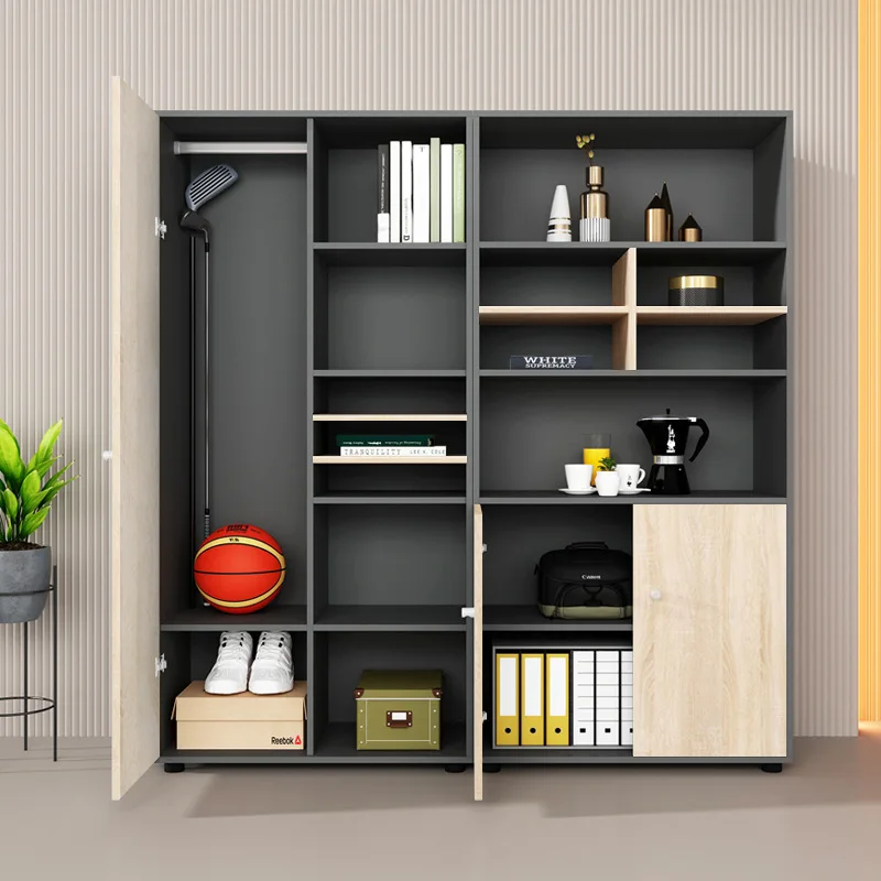 Office wooden file combination bookcase background simple cabinet information low office furniture cabinet