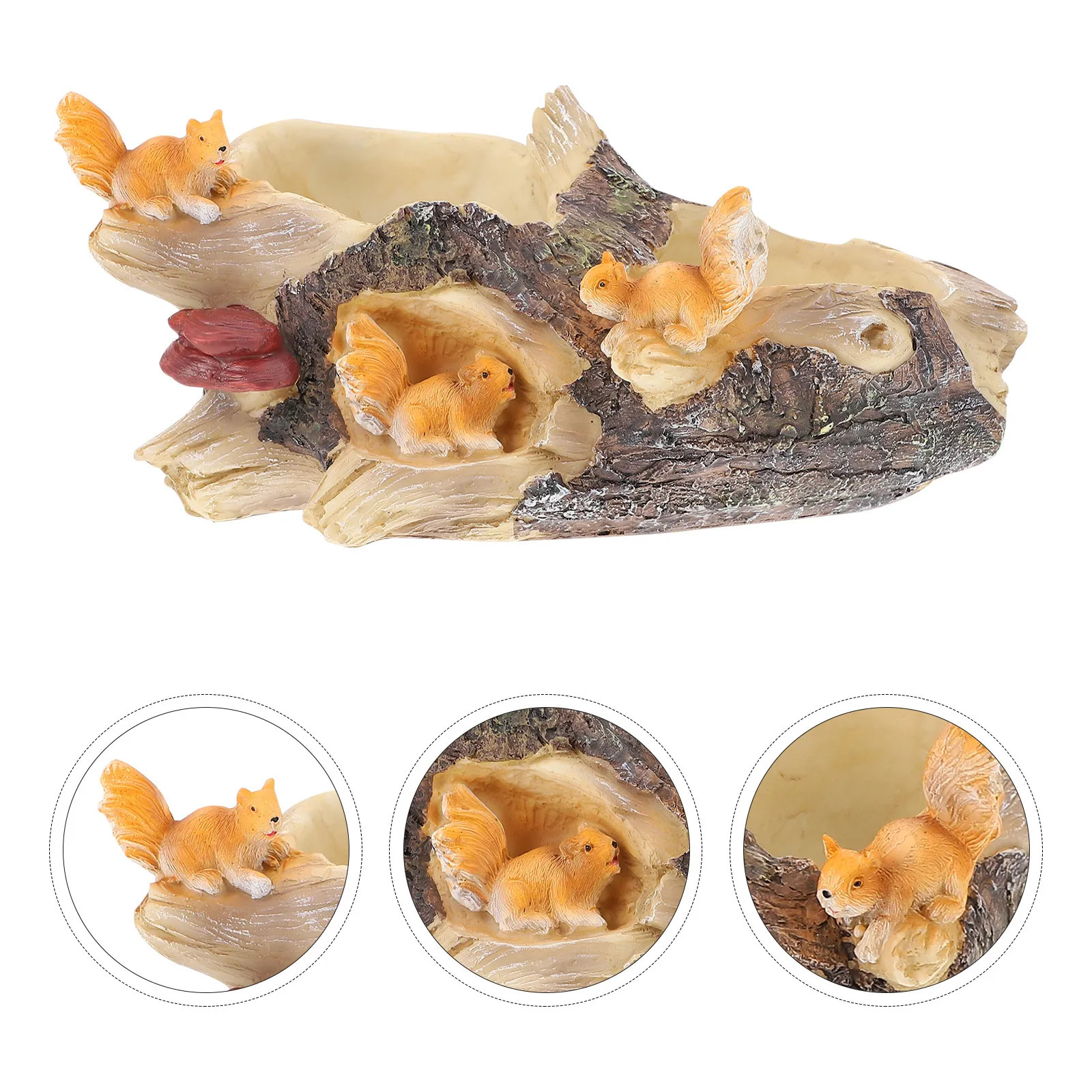 

1 шт. Креативный горшок для суккулентов из смолы в форме ствола дерева с фигуркой белки, идеальное украшение для сада и рабочего стола