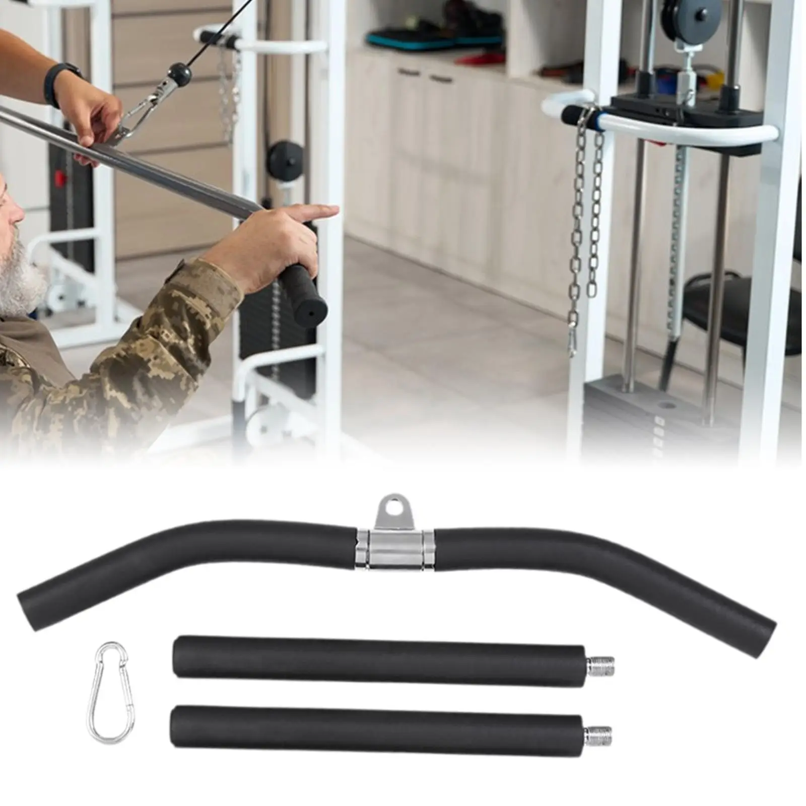 Detachable LAT Pull Down Bar 39inch Tricep Pull Down Bar for Muscle