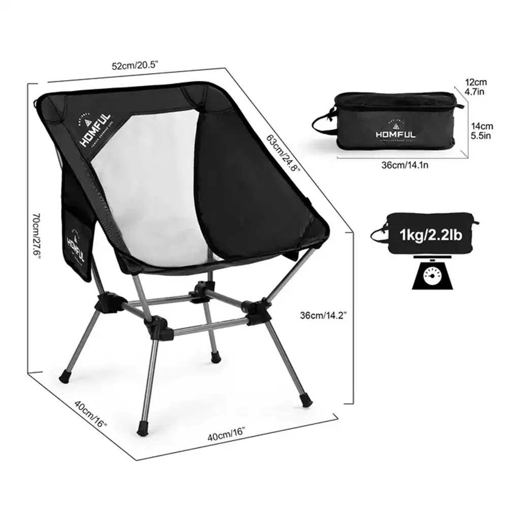 Homful New Design outdoor moon chair z 2 bocznymi kieszeniami plecak krzesło kempingowe leżaki plażowe