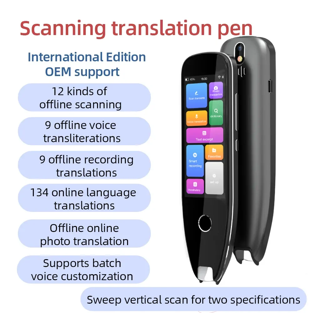 TJXL-New Q2A شاشة ذكية ملونة تعمل باللمس تدعم 134 لغة تسجيل ذكي ترجمة النص الصوتي عبر WiFi IPS Displ #2