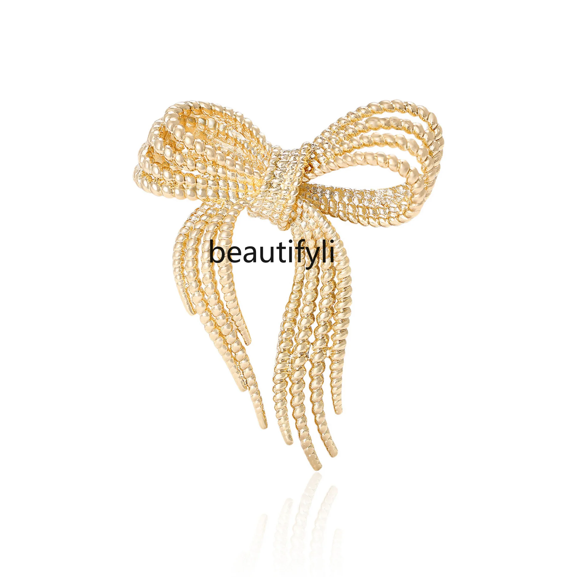 

Premium Elegant Alloy Enamel Hollow Rope Bow Brooch Exquisite Ladies Clothing Corsage Ornament Pin