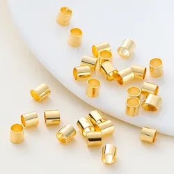 100Pcs/Lot 1.5/2/2.5mm Positioning Copper Tubes 14K/18K Gold Plated Crimp Beads Accessories for Jewelry Making Findings Supplies