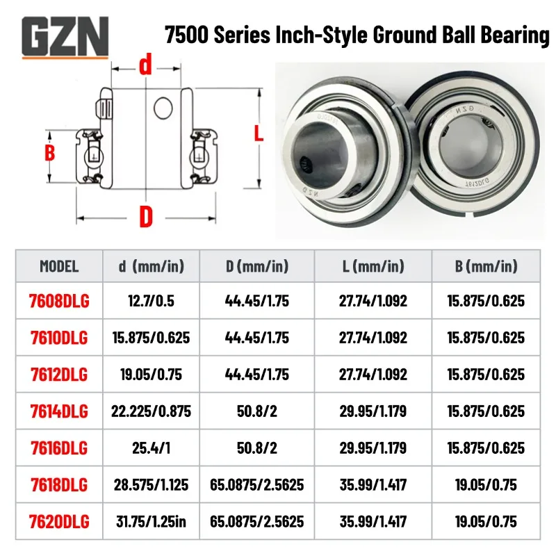 1PCS 7608DLG 7610 7612 7614 7616 7618 7620DLG Heavy-Duty Style Ground Ball Bearing with Extended Inner Ring and Set Screws