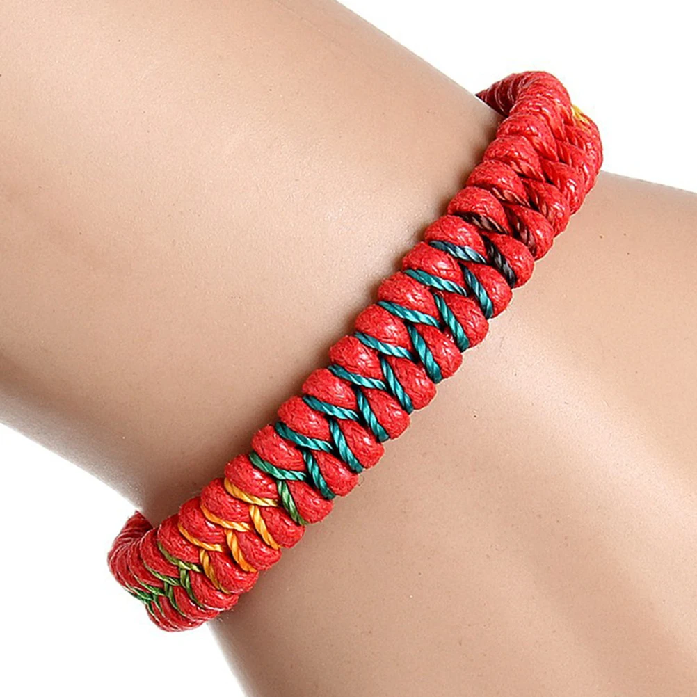 

4pcs Colorful Hand-woven Bracelets Lightweight Durable Premium Material Adjustable Wax Cord Gifts for Women Daily