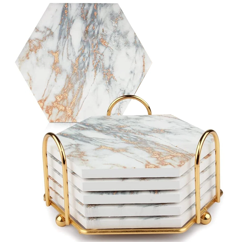 Подставки под напитки, абсорбирующие подставки под напиток для деревянного стола с металлическим держателем, деревенский домашний декор для гостиной, бара