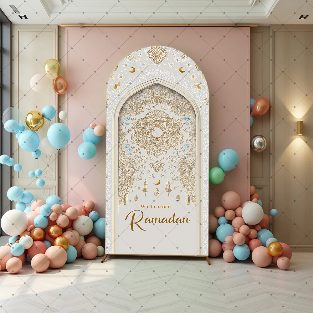 Ramadan Mubarak Decor Arch Backdrop Cover Muslim Ramadan Kareem Background Eid Booth Home Muslim Eid Al Fitr Party Supplies