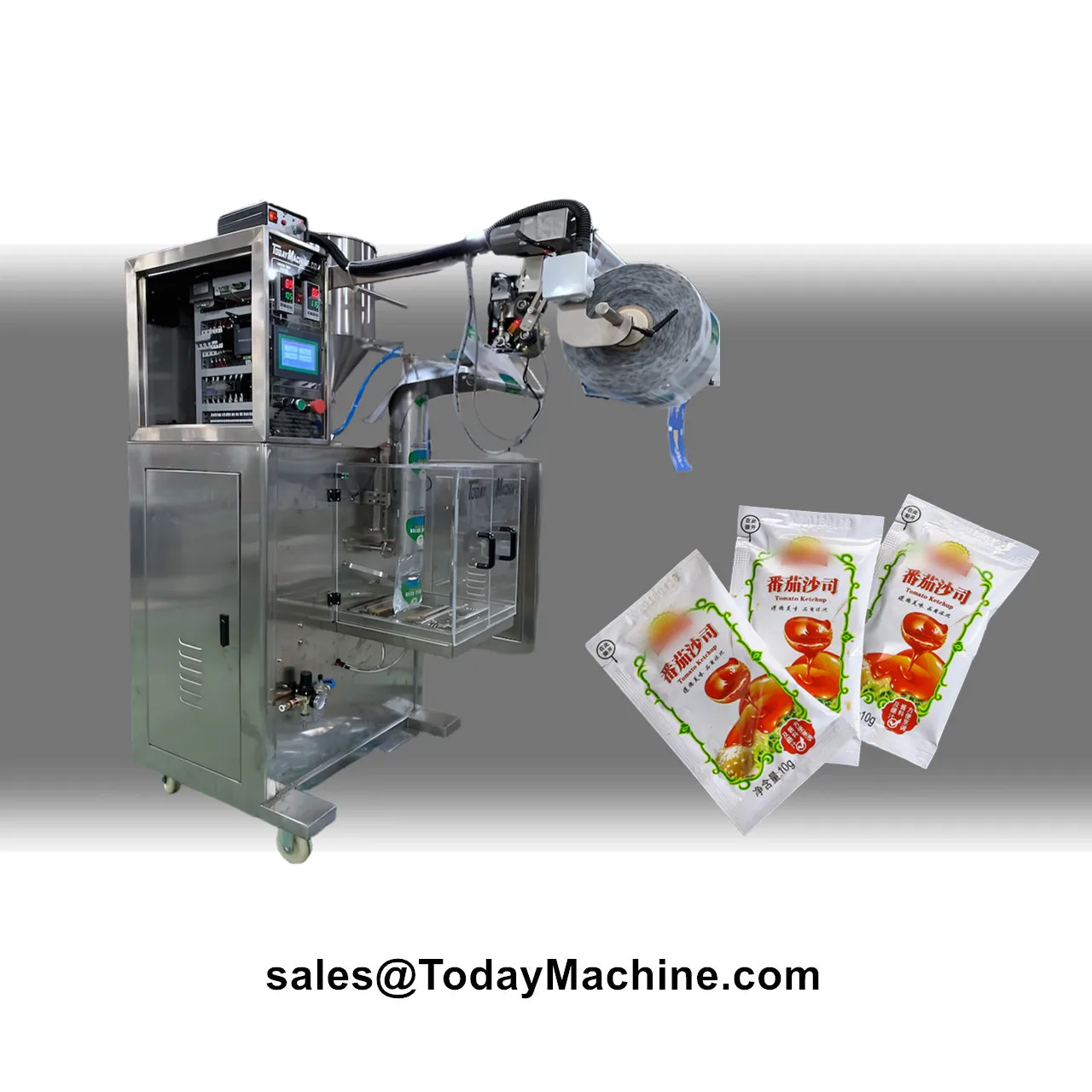 Automatic Three-Sided Seal Bag Yogurt Milk Fruit Juice Water Sachet Pouch Filling Packing Machine