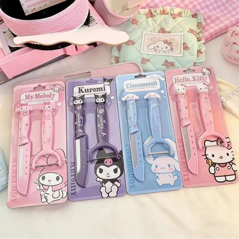 Kawaii HelloKitty Kuromi Peel Fruit Use Cute Sanrio My Melody Style Cartoon Kitchen Peel Suit Student Dormitory Anime Gift