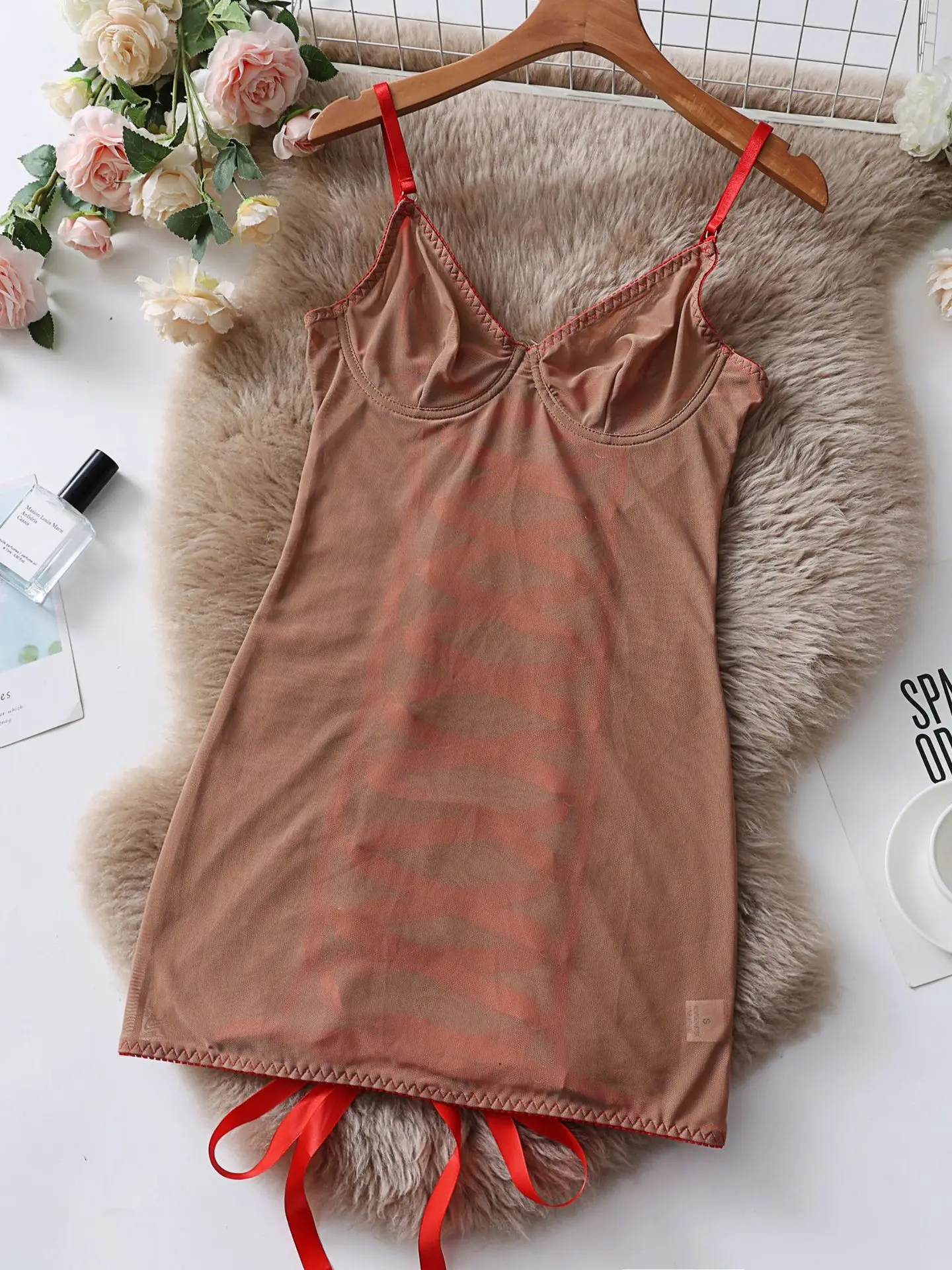 Mesh Sexy Camisole Transparent Lace Jumpsuit Back Hollow Drawstring Lace Up Ultrathin Tight One-piece Bodysuits Solid Color KE3W