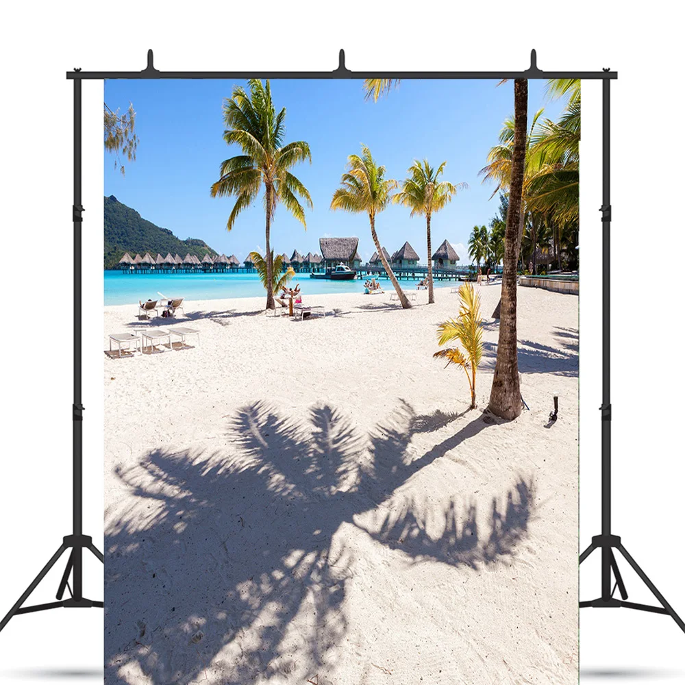 

SHENGYONGBAO Sandy Beach Holiday Summer Photography Backdrop Prop Coconut Tree Landscape Window Photo Studio Background JK-21