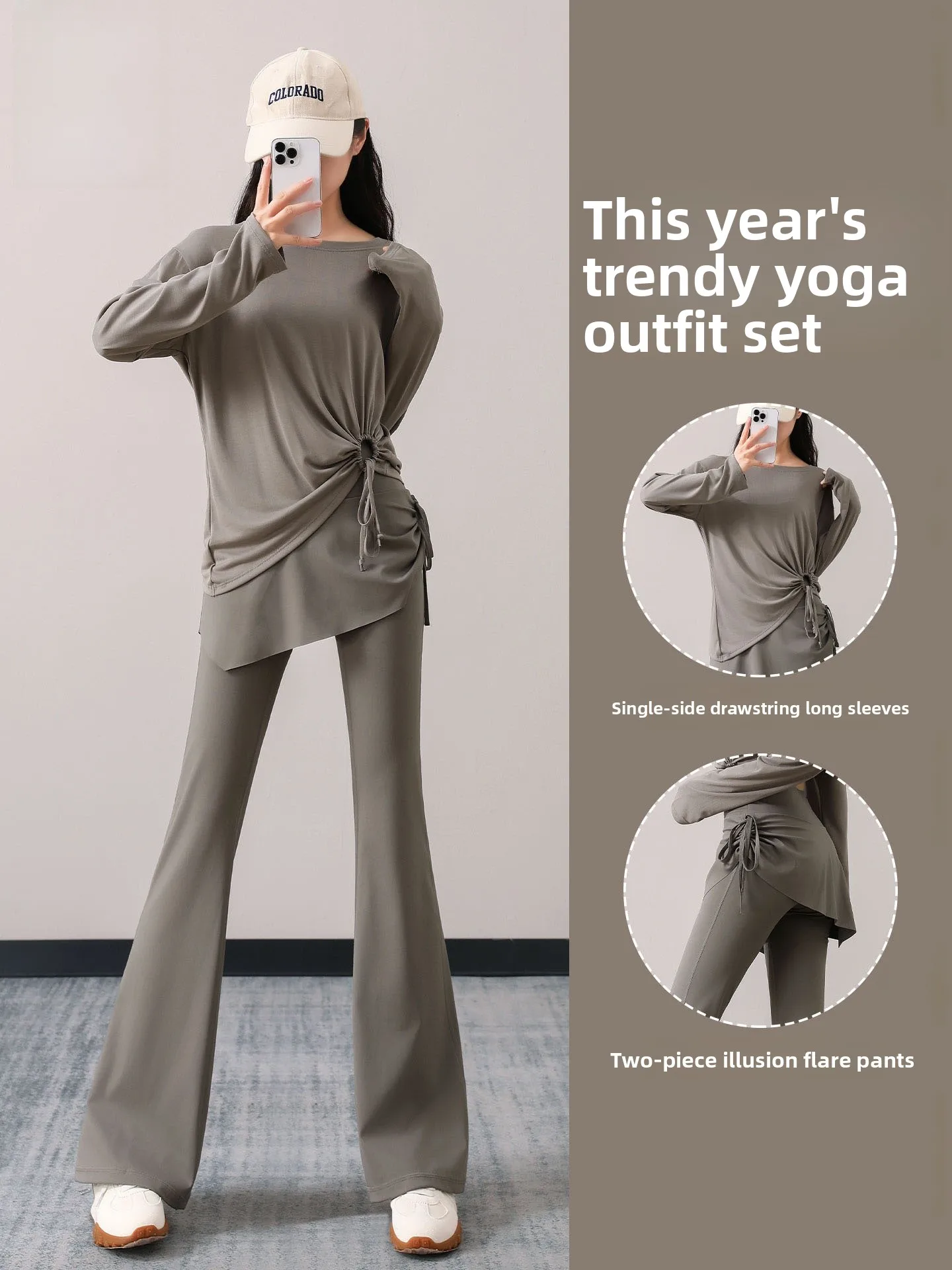 

Женский спортивный костюм для йоги и пилатеса, свободный комплект для тренировок и танцев, весенняя новинка, дышащий комплект из двух предметов из полиэстера