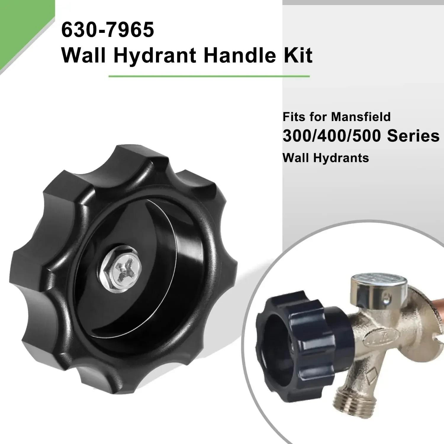 Picture 4: Replacement for 630-7965 Wall Hydrant Handle Kit, for 300/400/500 Series Mansfield Wall Hydrant, Wheel Shaped Handle Knob Type