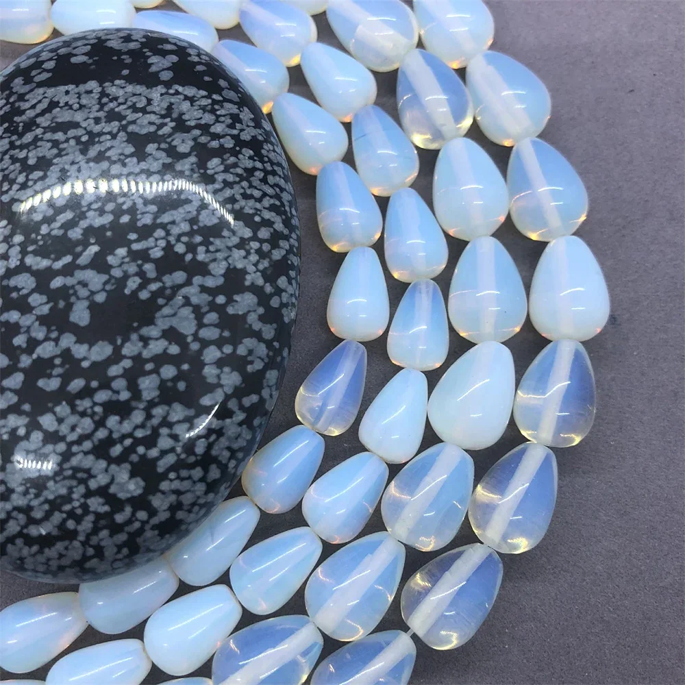 Natural Stone White Opal Beads Water Droplet Opalite Quartz Fit DIY Make Up Charms Beading Beads for Jewelry Making