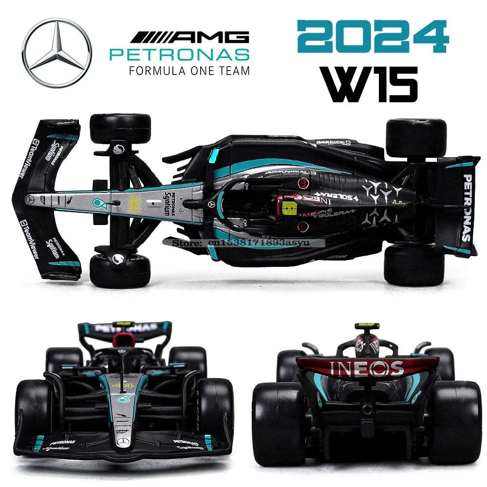 Bburago 1:43 Mercedes-AMG Petronas F1 Team W15 2024 #44 Hamilton #63 George Russell Alloy Car Die Cast Model Toy Collectible