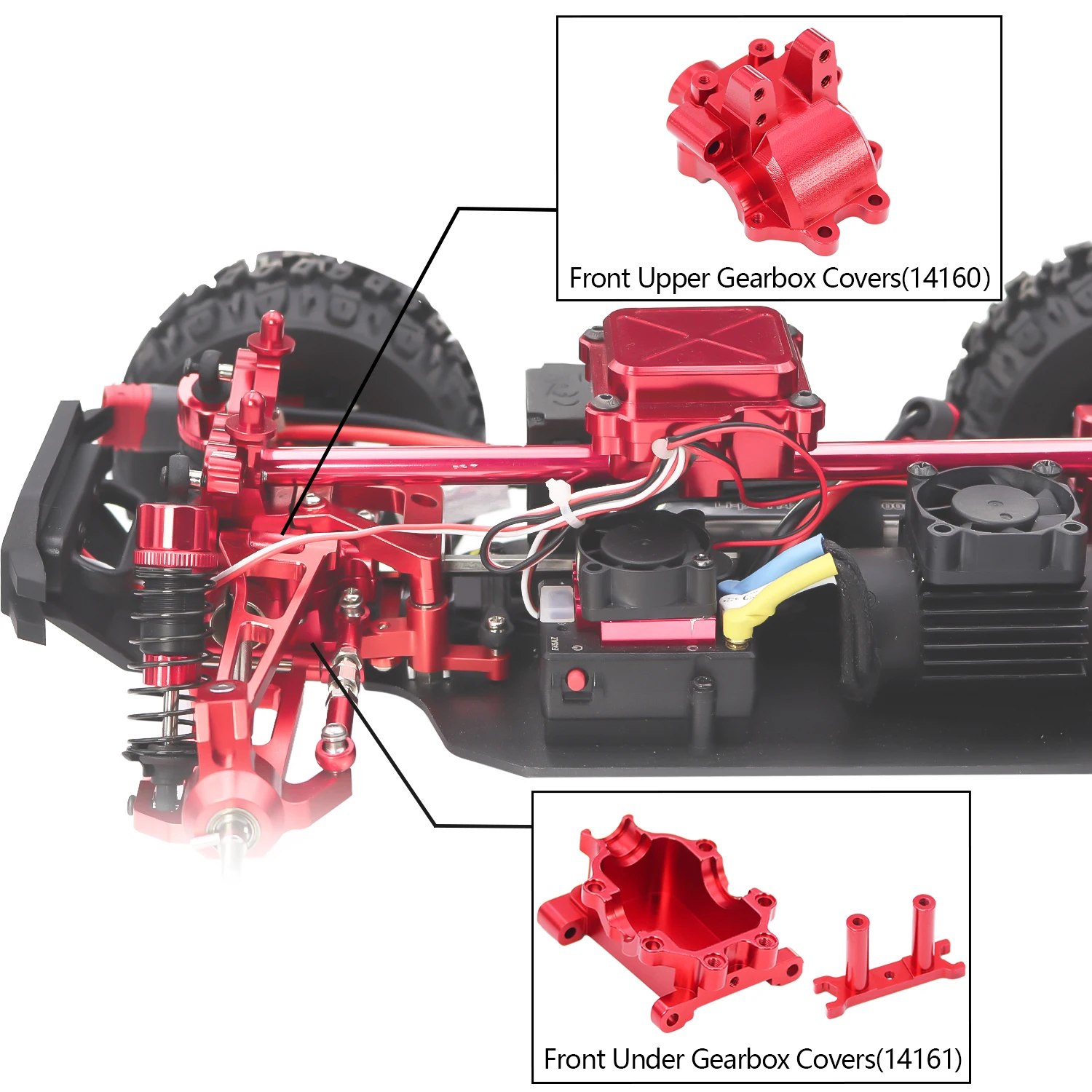 1/14 MJX H14BM 14210 14209 Aluminum Front Upper Under Gearbox Covers Differential Case For RC Car Upgrade Spare Part 14160 14161