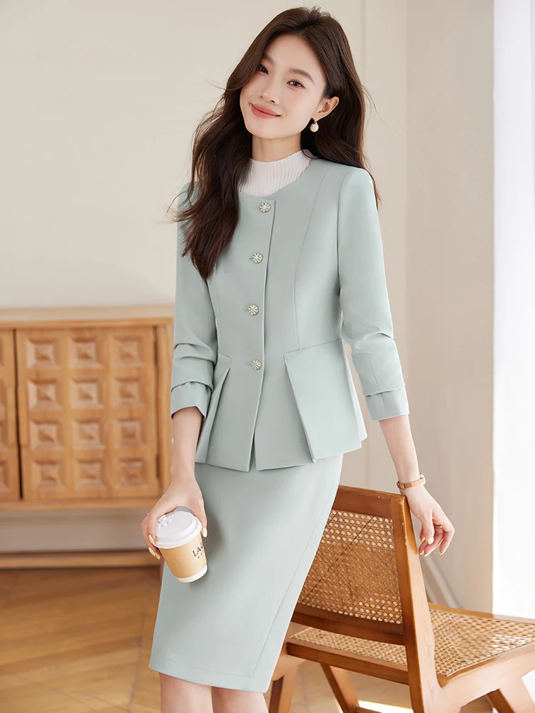 

Модный комплект из двух предметов: профессиональная офисная одежда для женщин, дышащая ткань из полиэстера, подходит для работы.