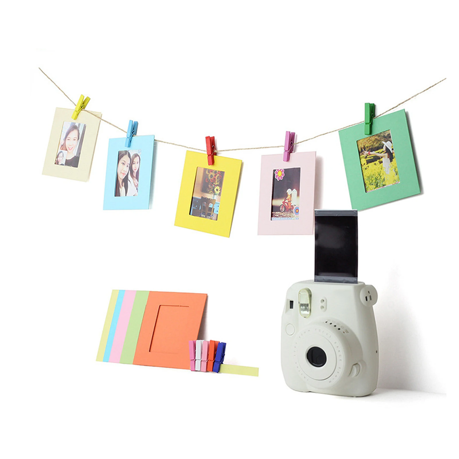 6 in 1 Accessories Bundle For Fujifilm Instax Mini 12 11 9 40 Evo Pack of Stickers, Plastic Frame, Animal Ear Wall Hanging Frame