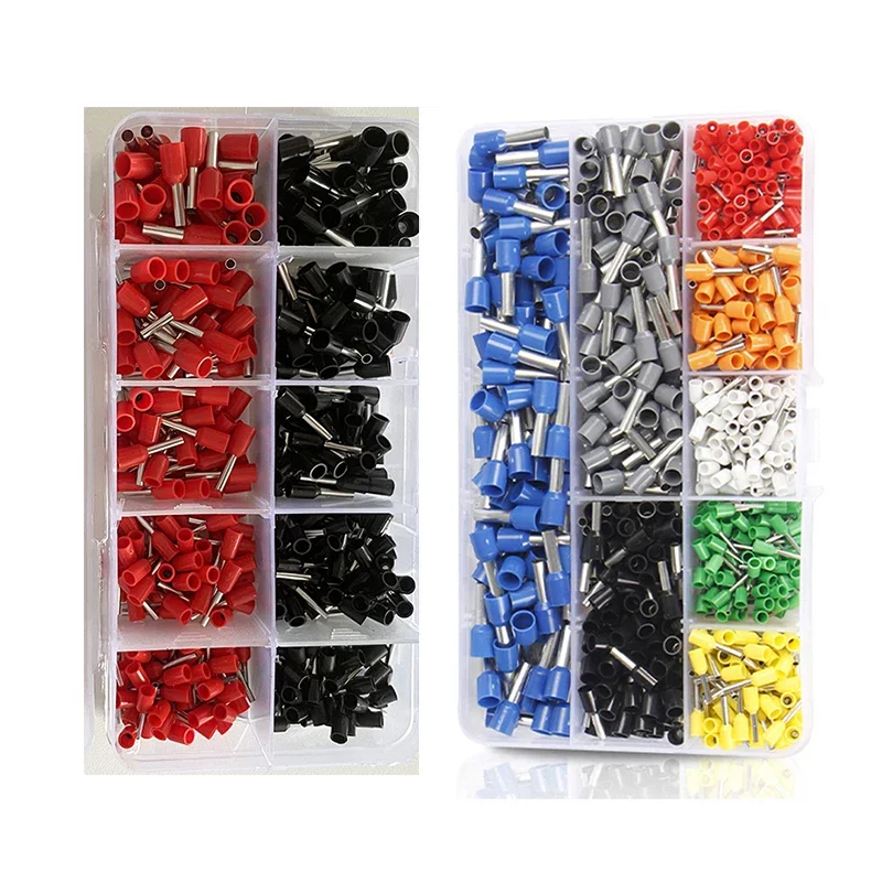 800/380pcs Assortment Ferrule Wire Copper Crimp Connector, Wire Terminals Kit Insulated Cord Pin End Terminal AWG 22-10 Kit