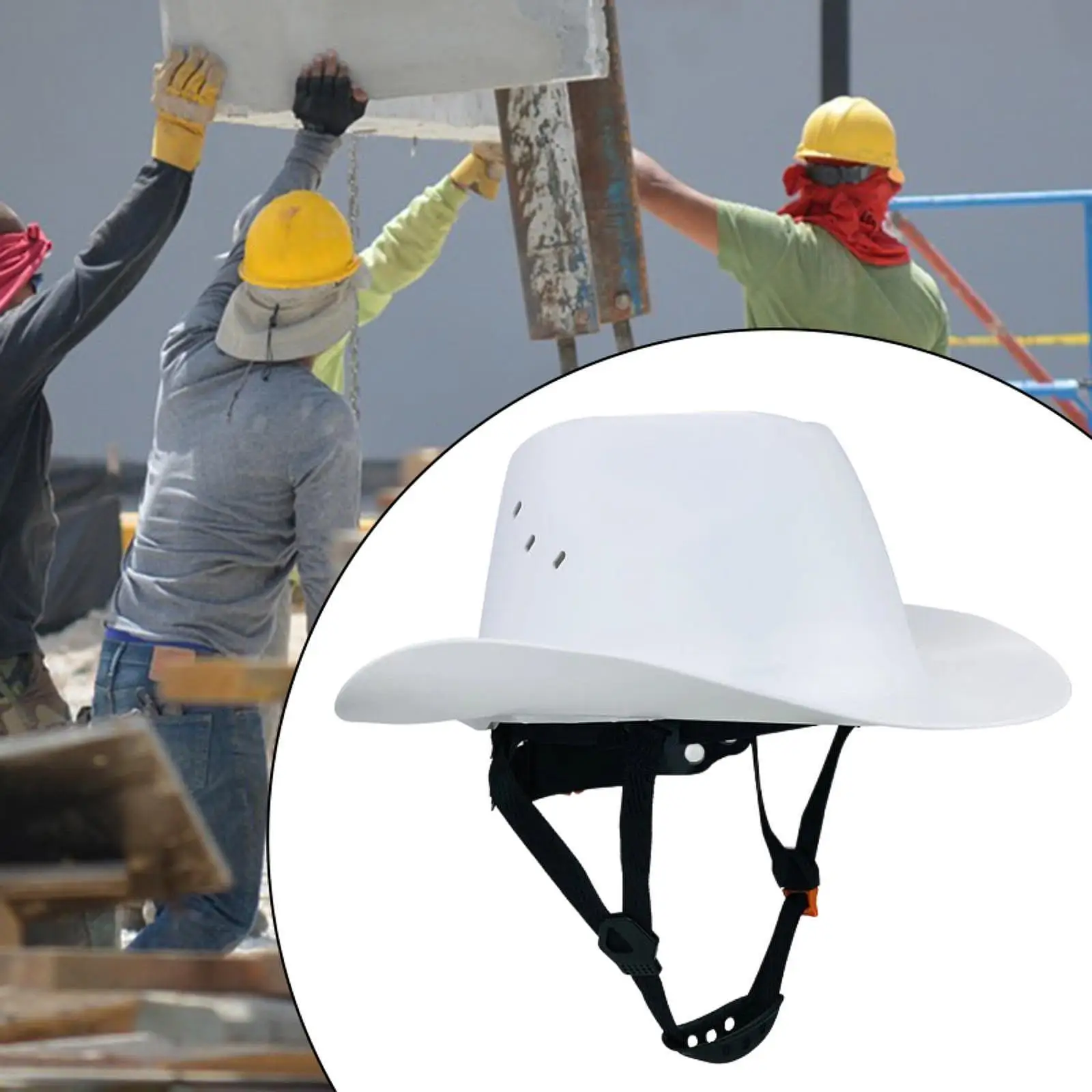 

Cowboy Hard Hat Easy to Use Sturdy Protection Professional 4 Point Ratchet Suspension Premium Practical Durability Full Brim