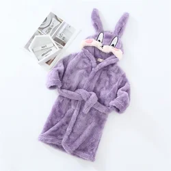 Girls Boys Flannel Robes Children Plush Warm Sleepwear Toddler 2-8 Years Soft Comfortable Bathrobe Kids Cute Cartoon Pajamas