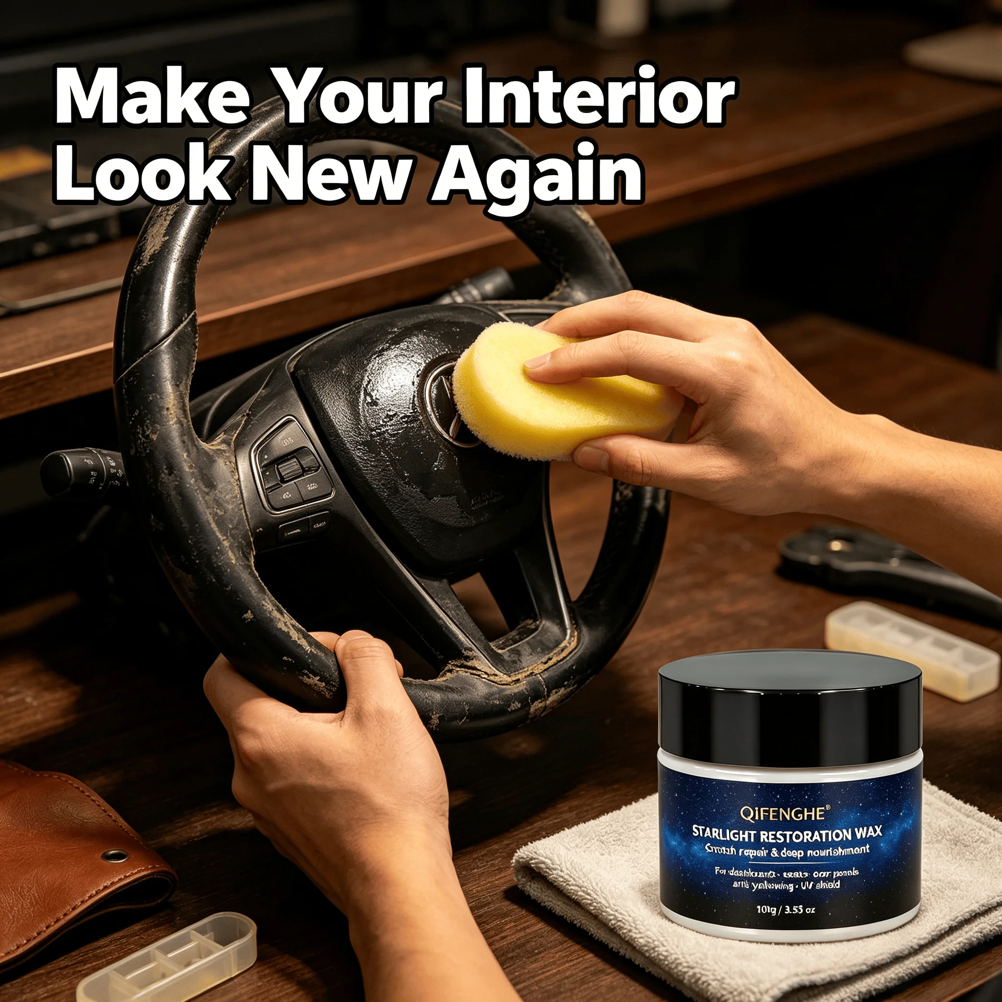 Car Interior Repair Wax 100g Multi-Material Leather Plastic Care Scratch Remover Anti-Aging for Dashboard Seats