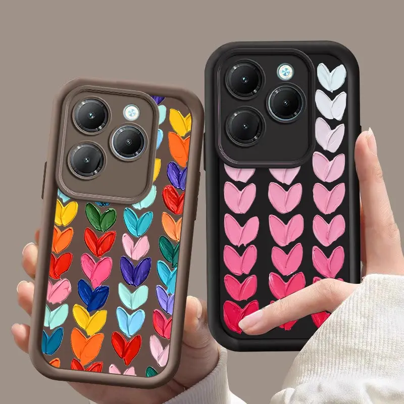 Hot40 Oil Painting Love Phone Case For Infinix Hot 30 20 Tecno Camon 20 19 18 16 15 Pova 4 Pop 5 6 Shockproof Bumper Soft Cover