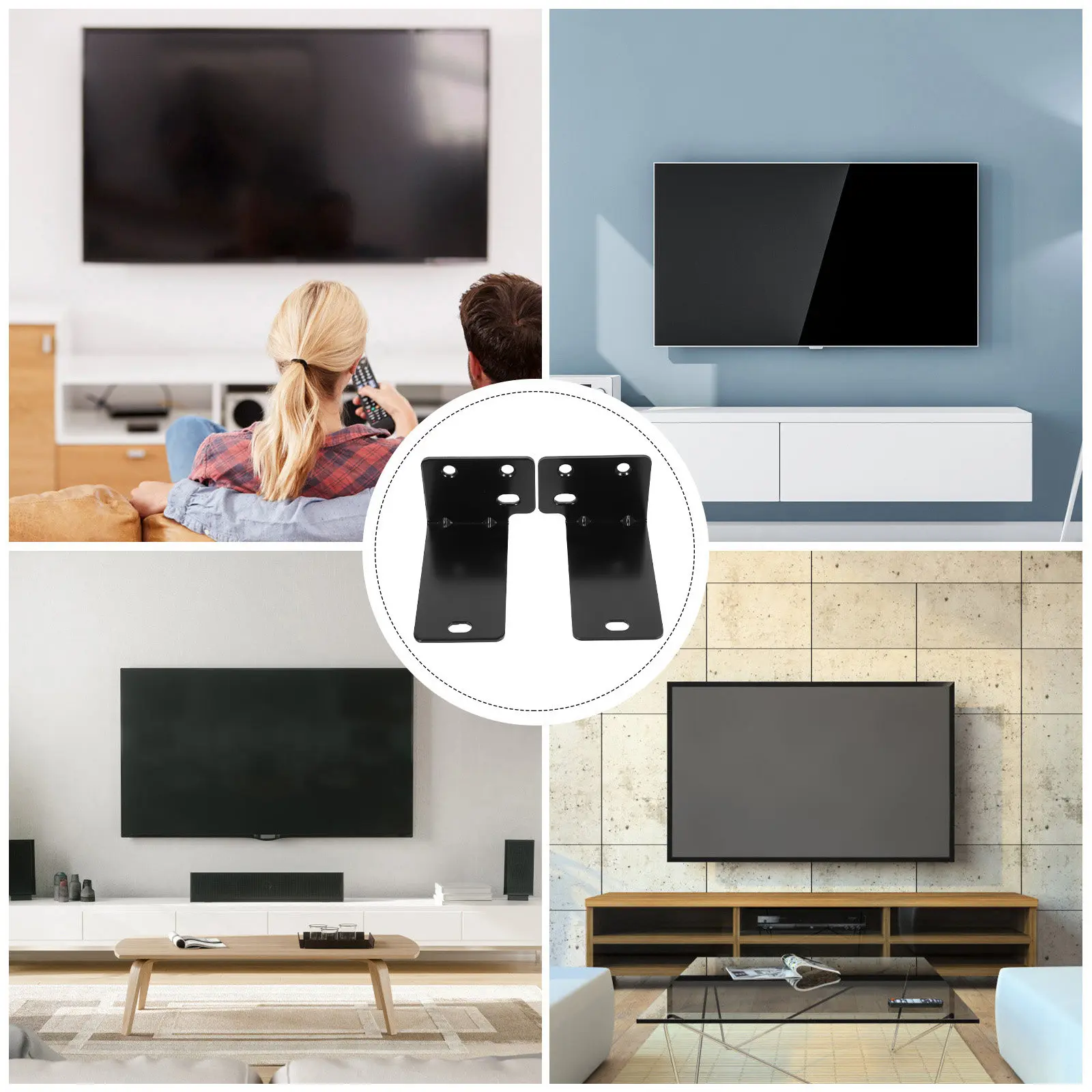 Universal Soundbar Mounting Bracket Solid Metal Wall Shelf for Sound Bar TV Mount Under Saving Elegant Design
