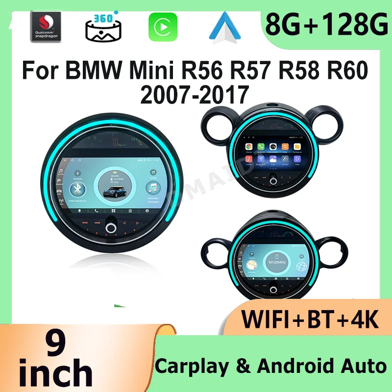 Carplay For BMW Mini Cooper R56 R57 R58 R60 F54 F55 F56 F60 Android 12 Radio Screen Multimedia Player Car Stereo GPS Navigation