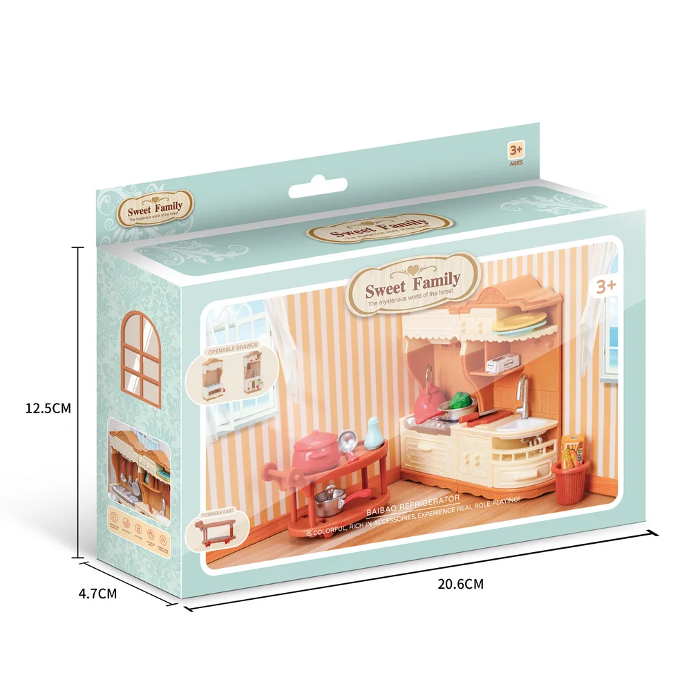 Realistic Doll House Kitchen Toy Set Mini Stove Sink Cabinet For Girls Imaginative Play Birthday Gift
