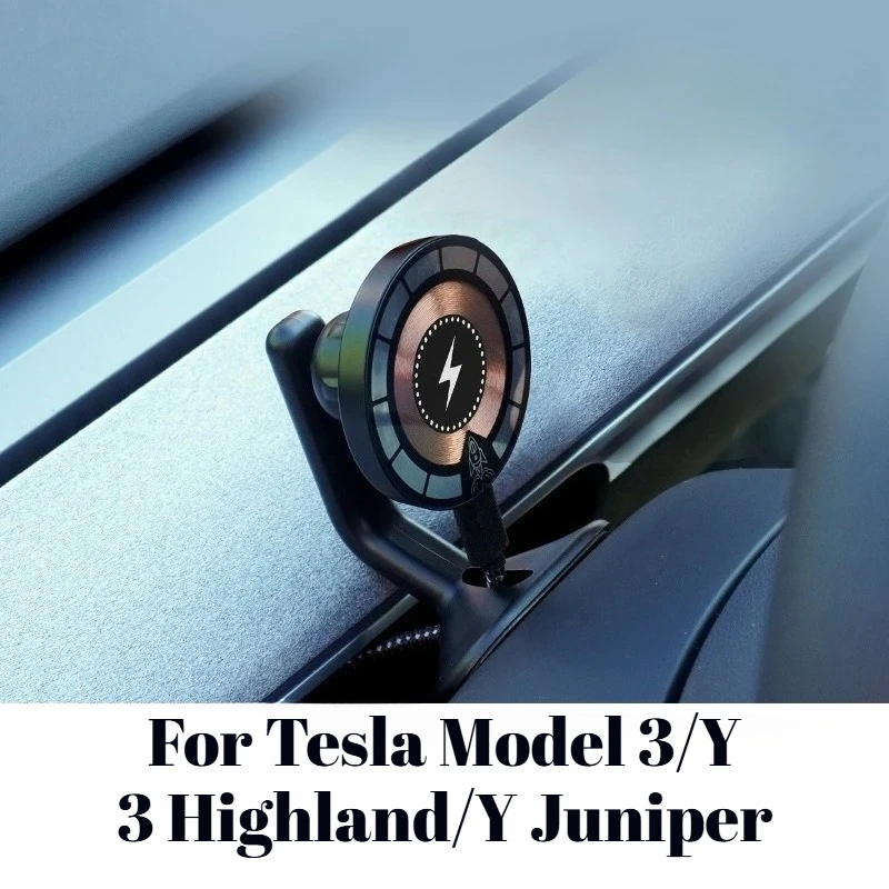 

Magnetic Wireless Car Phone Charger Mount For Tesla Model 3/Y3 Highland/Y Juniper 15W Fast Charging Navigation Holder Dashboard