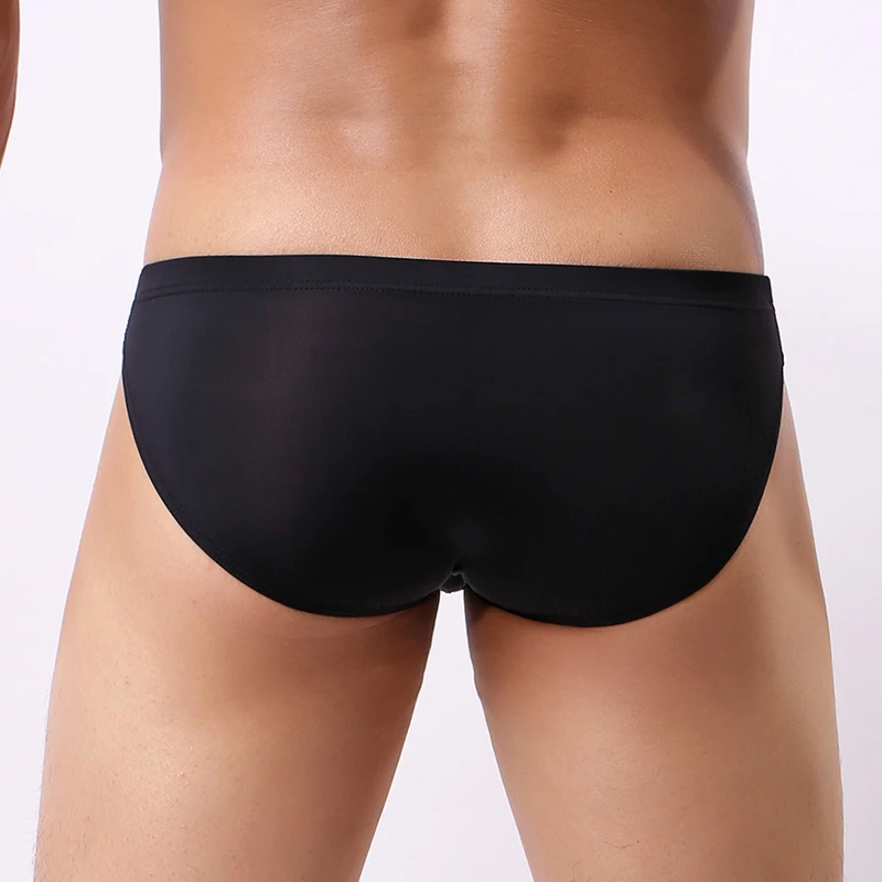 Calzoncillos de seda de hielo sin costuras para hombre, ropa interior transpirable, transparente, ultrafina, de tiro bajo, suave, lencería exótica