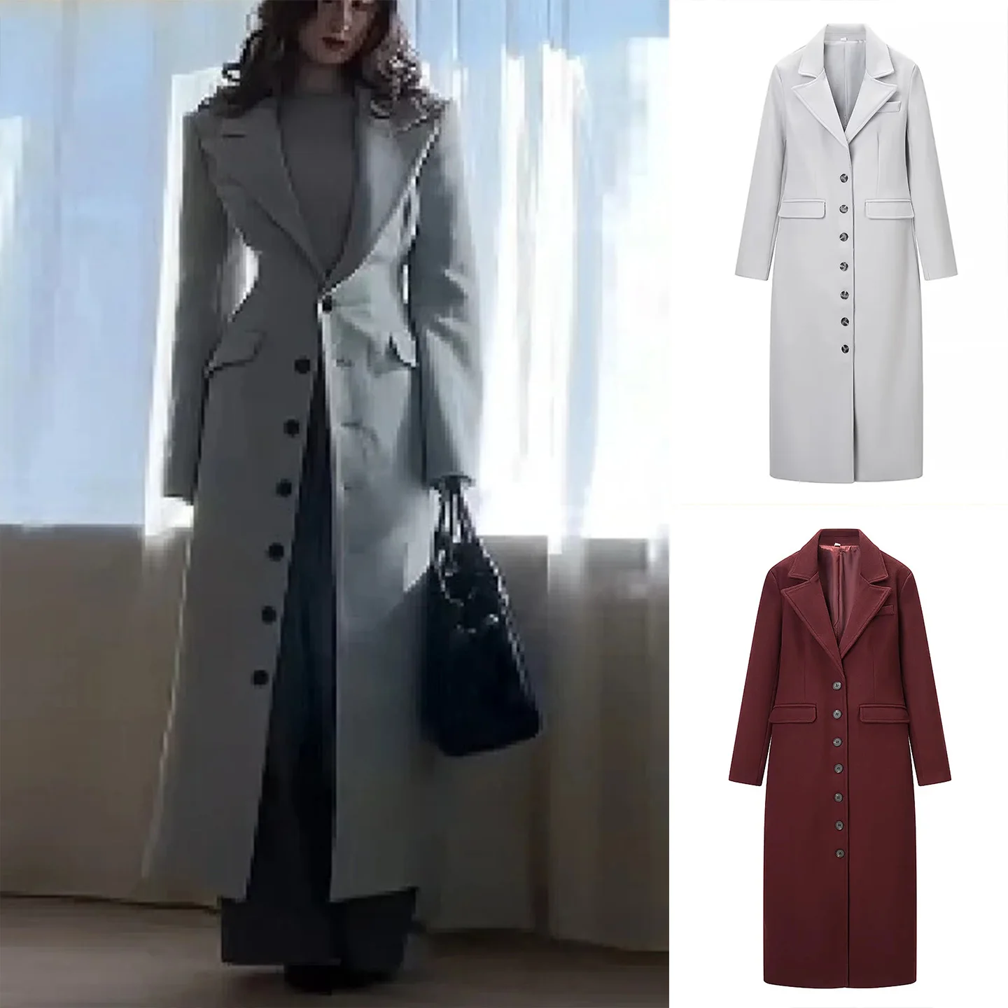 

Новое зимнее женское длинное пальто с отложным воротником све, шерстяное пальто длиной до пола с поясом и узлом, верхняя одежда для поездок на работу