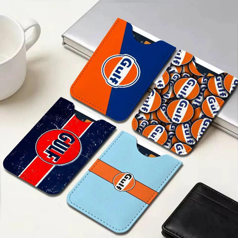 G-Gulf O-Oil Retro PU Leather Slim Credit Card ID Card Organizer Portable Business Card Case for Daily Outdoor Carry