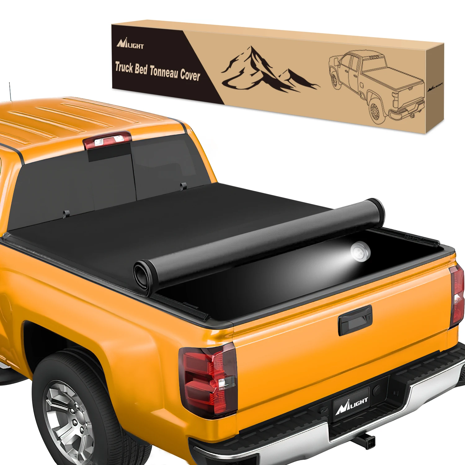 Nilight Soft Roll-Up Truck Bed Tonneau Cover for 2019-2026 Chevy Silverado 1500 & GMC Sierra 1500 6.6ft Bed Colorado / GMC Canyon 2015-2025 6.2ft