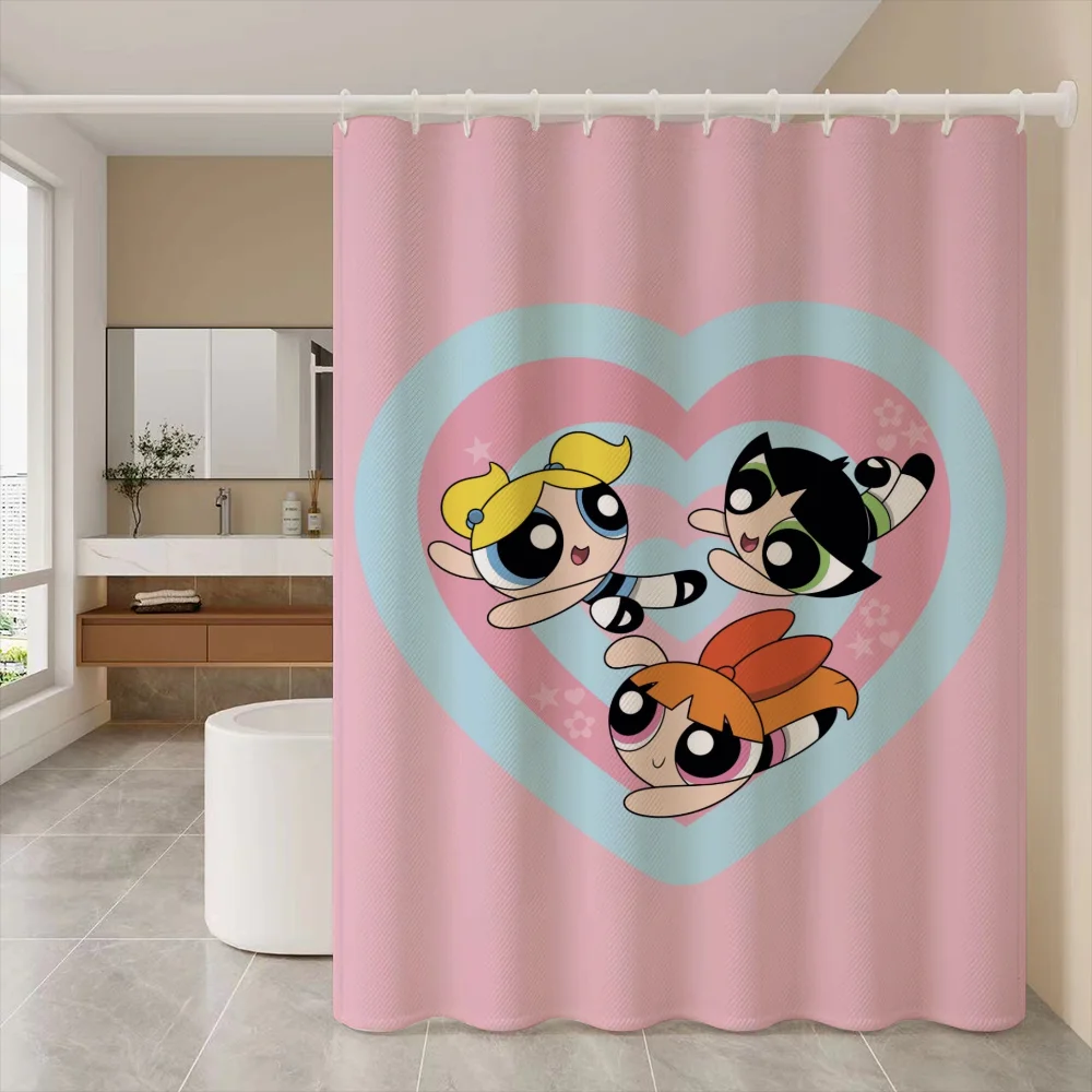 Bathroom Shower Curtain Bathroom Curtain The P-powerpuff Girls Folding Partition Curtains for Bedrooms Accessories Waterproof