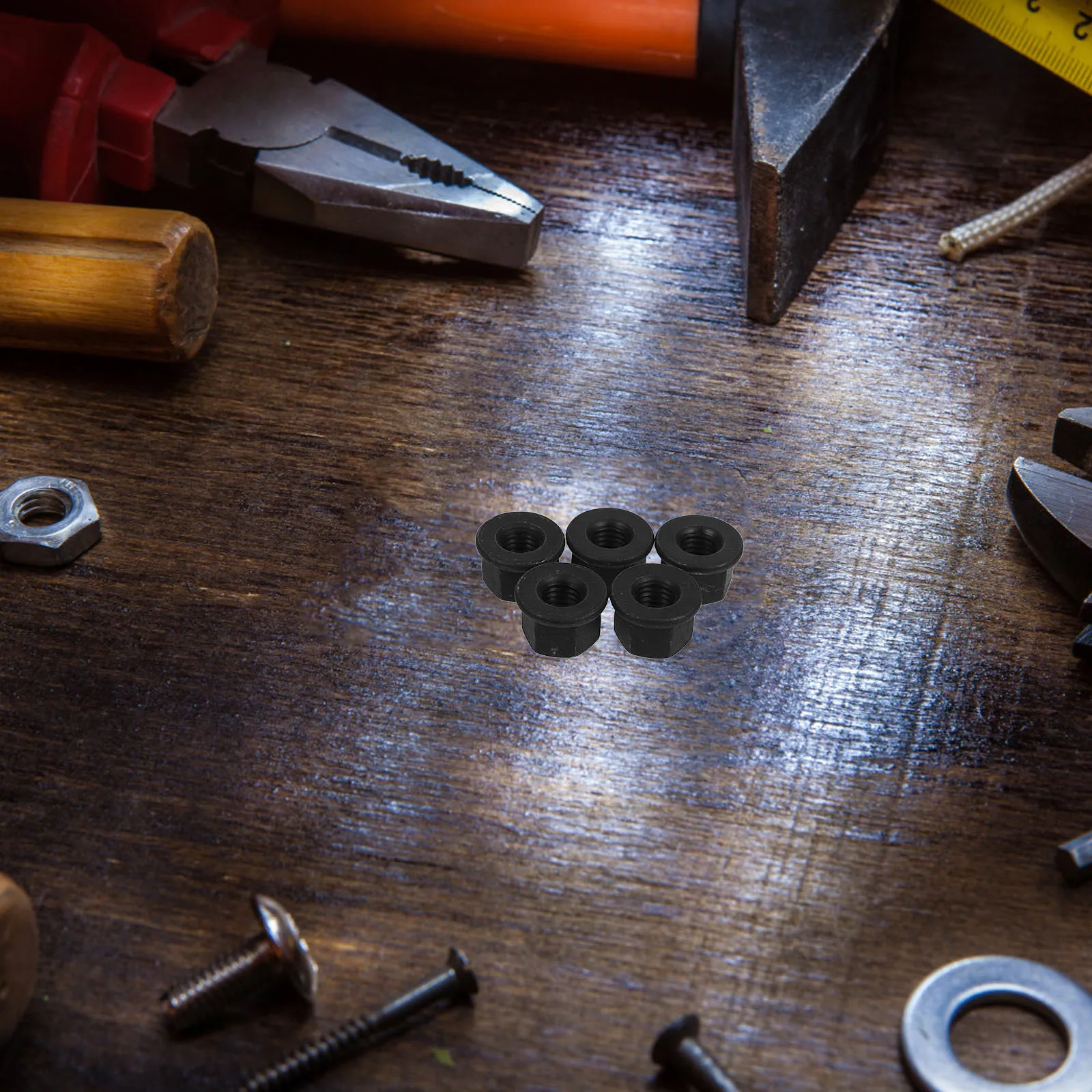 

5Pcs M10 Flange Nut Carbon Steel Self Locking Hex Fastener Enhanced Tightening for Machinery and Structural Projects