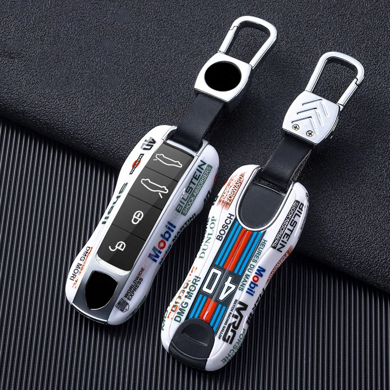 New Fashion ABS Car Key Case Shell Cover Suitable for Porsche Macan 718 Cayenne Panamera 911 Taycan MARTINI Auto Accessorie