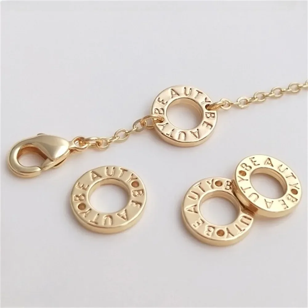 

14K Gold Envelope Letter Donut Double Hole Ring Accessories DIY Bracelet Jewelry Connection Pendant Handmade Materials K174