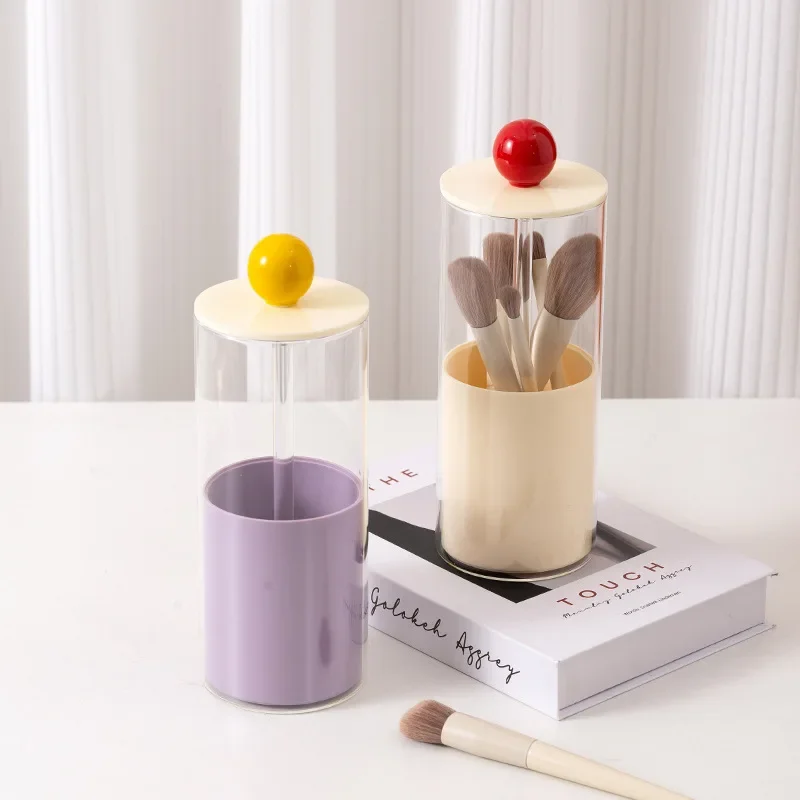 Dopamine color scheme Lifting makeup brush Desktop storage box Transparent storage box