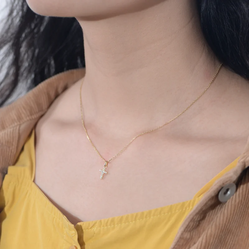 Klassische Kreuzanhänger-Halskette aus Edelstahl, geometrischer Choker, Partygeschenk für Frauen – Detail 12
