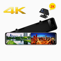 12 Inch 4K +2K Dual Lens Rearview Car Dash Camera 4k Mirror Dash Cam Front Back With GPS Wifi APP Reverse Camera Navigation