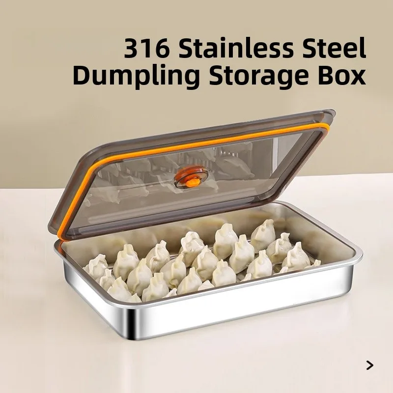 

Food ade 36 Stainl Steel Dumpling Freezer Box Fren Preservation for Refrigerator Storage Container