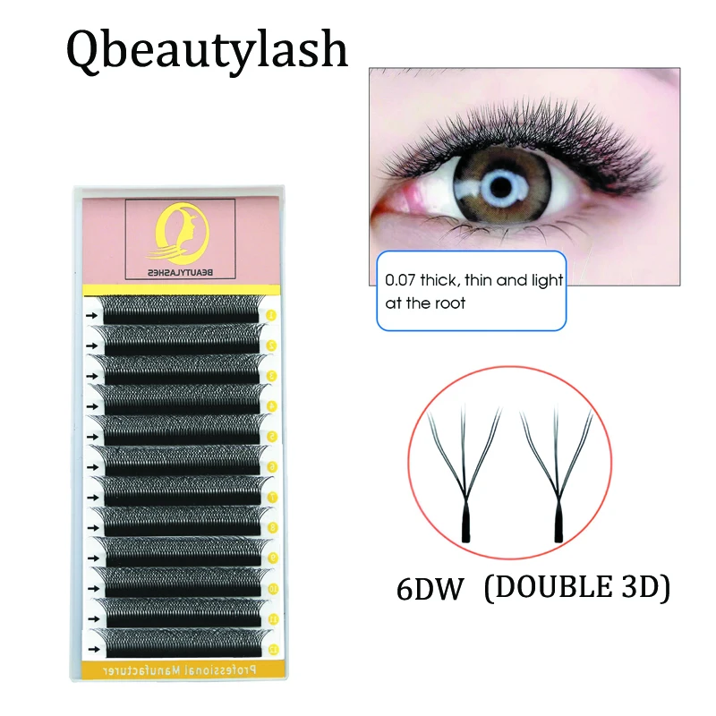 

Qbeautylash 6DW (double 3D) Shaped Pre-made Comfortable Eyelash Extensions – For Professional Lash Salon Use