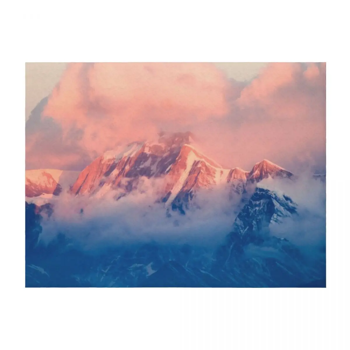 

Snow Mountain at Pink Sunset Throw Blanket Soft Luxury Brand Polar Sofa Blankets