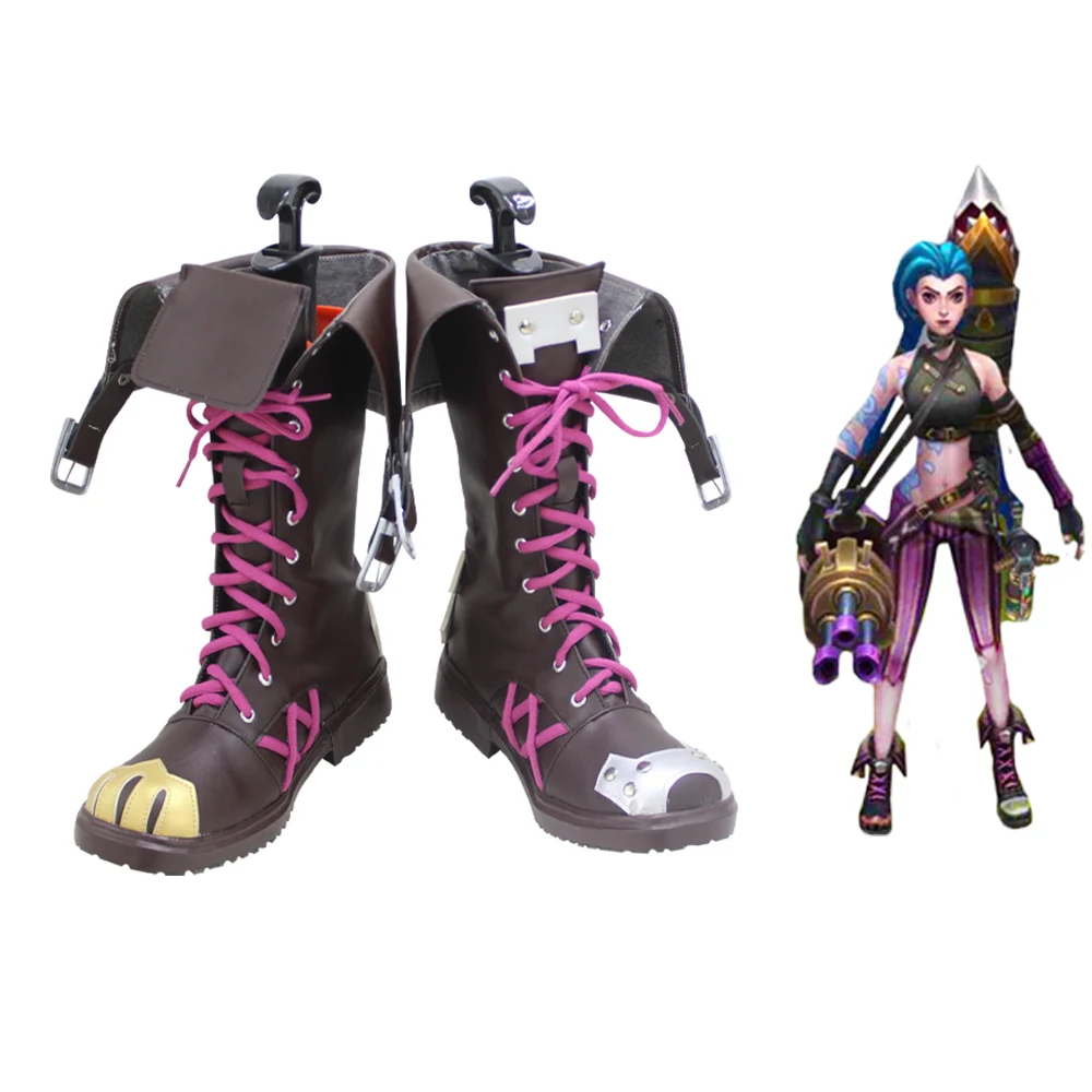 Hot New Game LOL Arcane Jinx Cosplay scarpe uomo donna puntelli stivali accessori per feste di Halloween personalizzazione