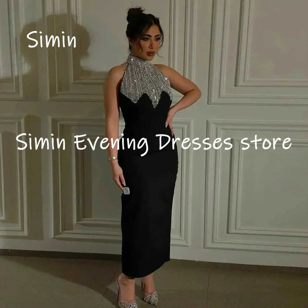 Simin Satin Mermaid Scoop Neckline Sequins Populer Formal Prom Gown Ankle-length Evening Elegant Party dresses for women 2023