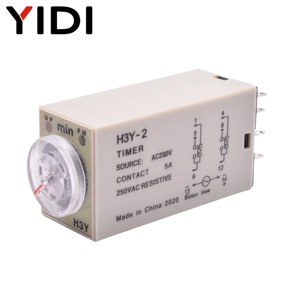 5/10sets H3Y-2 Time Relay AC 220V DC12V 5A Delay Timer Timing Relay 0-30 Second 0-60 Minute 0-60s 0-60min with 8pin Base Socket