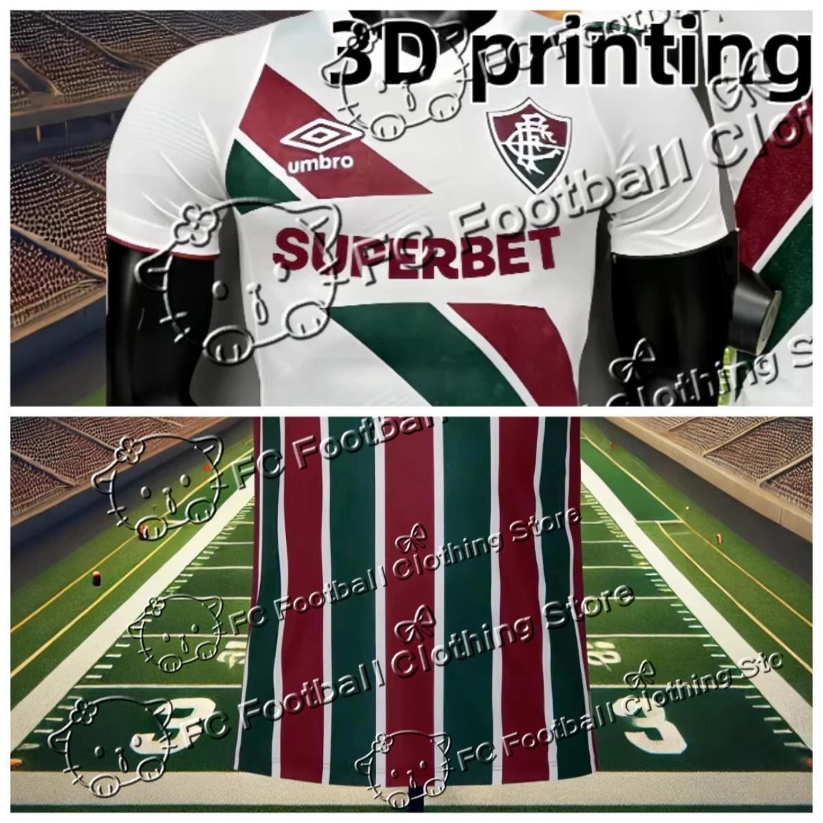

Camisa Fluminense Jersey 3D Printed Short Sleeve T-Shirt Adult/Kids Schedule Training Quick Dry Comfort Shirt